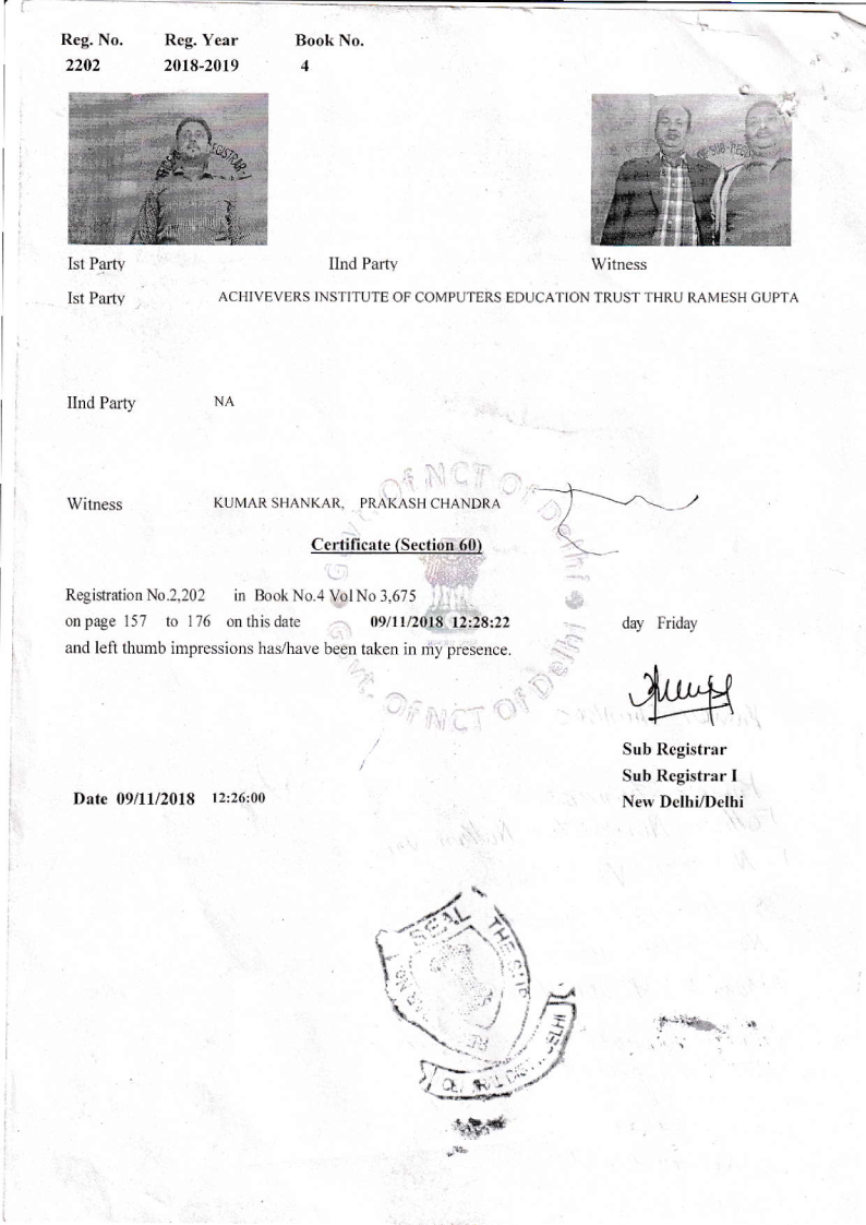 Trust Deed Registration Certificate